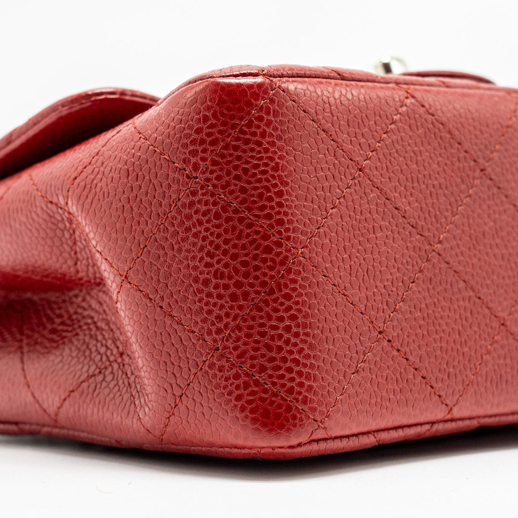 Chanel Mini Square Flap bag Caviar Red