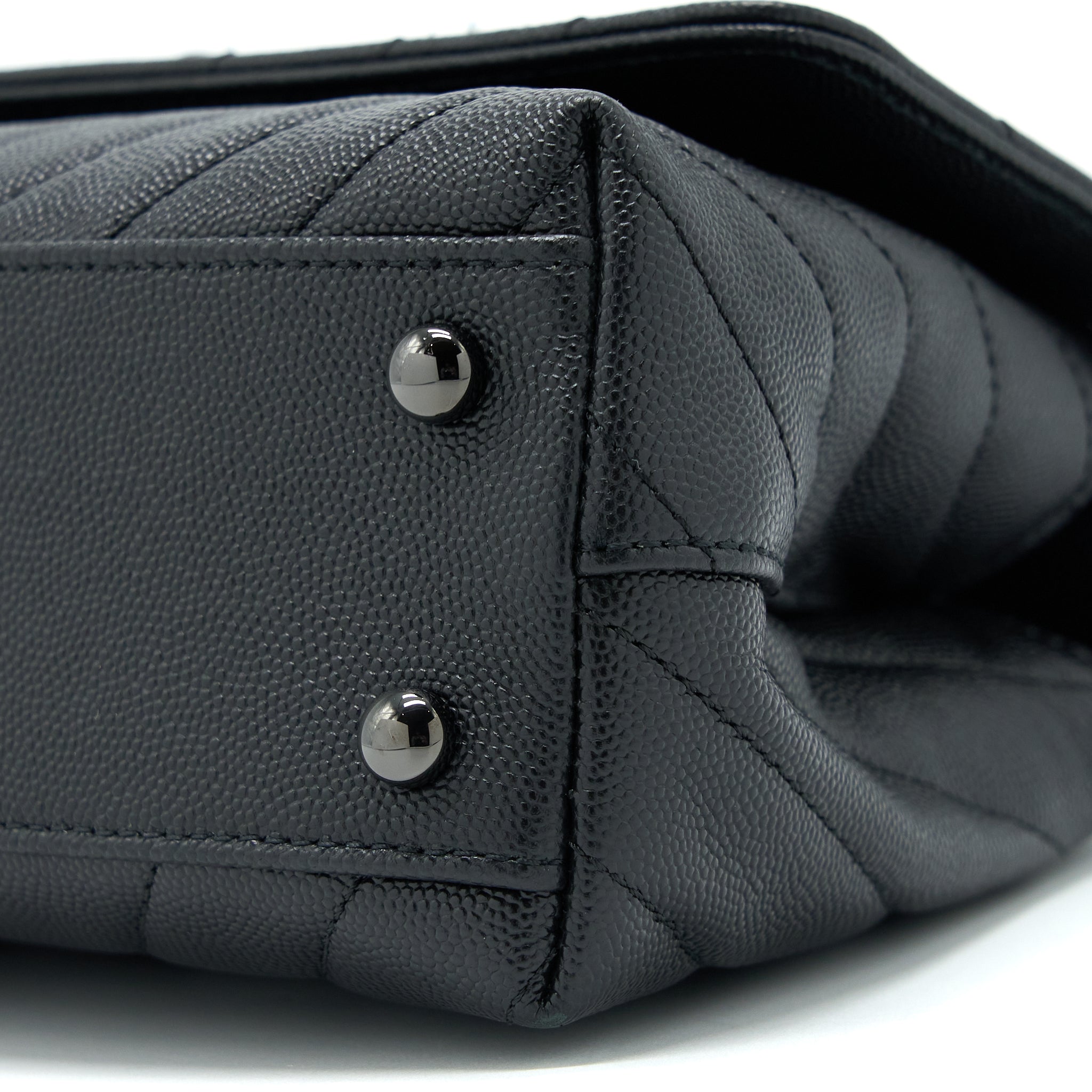 Chanel Small Coco Handle Chevron Caviar So Black with Black Hardware