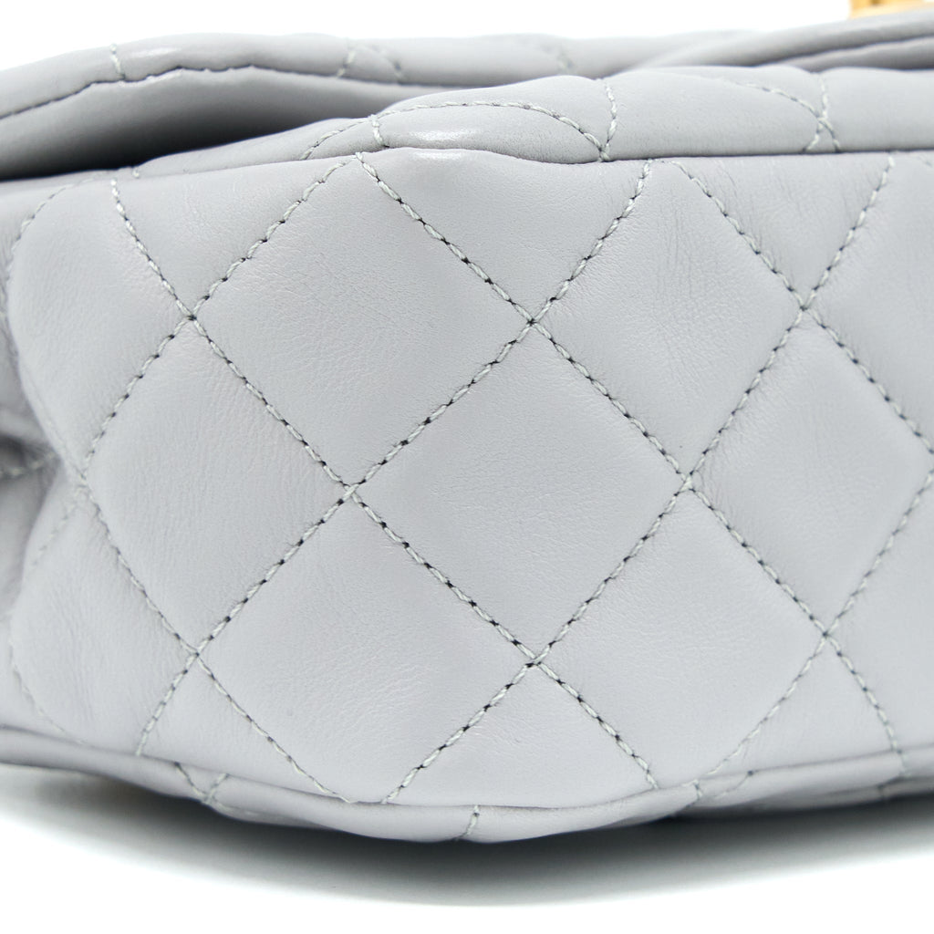 Chanel Pearl Crush Mini Rectangular Flap Bag Lambskin Light Grey Brushed  (Microchip)