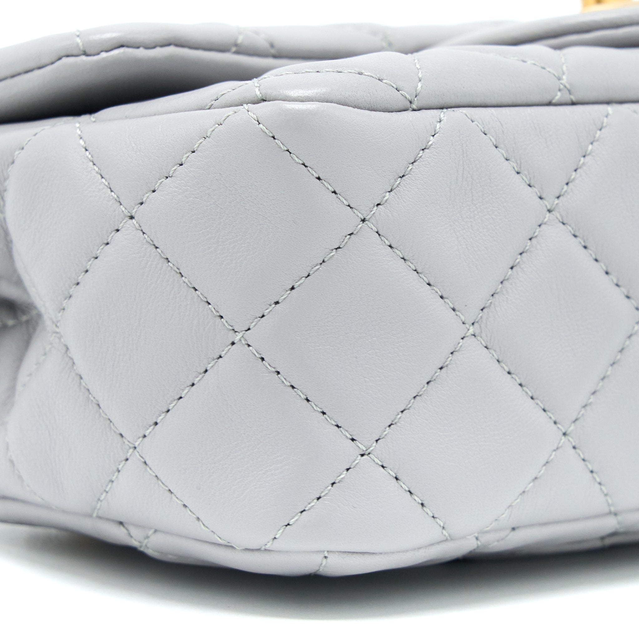 Chanel Pearl Crush Mini Rectangular Flap Bag Lambskin Light Grey Brushed  (Microchip)