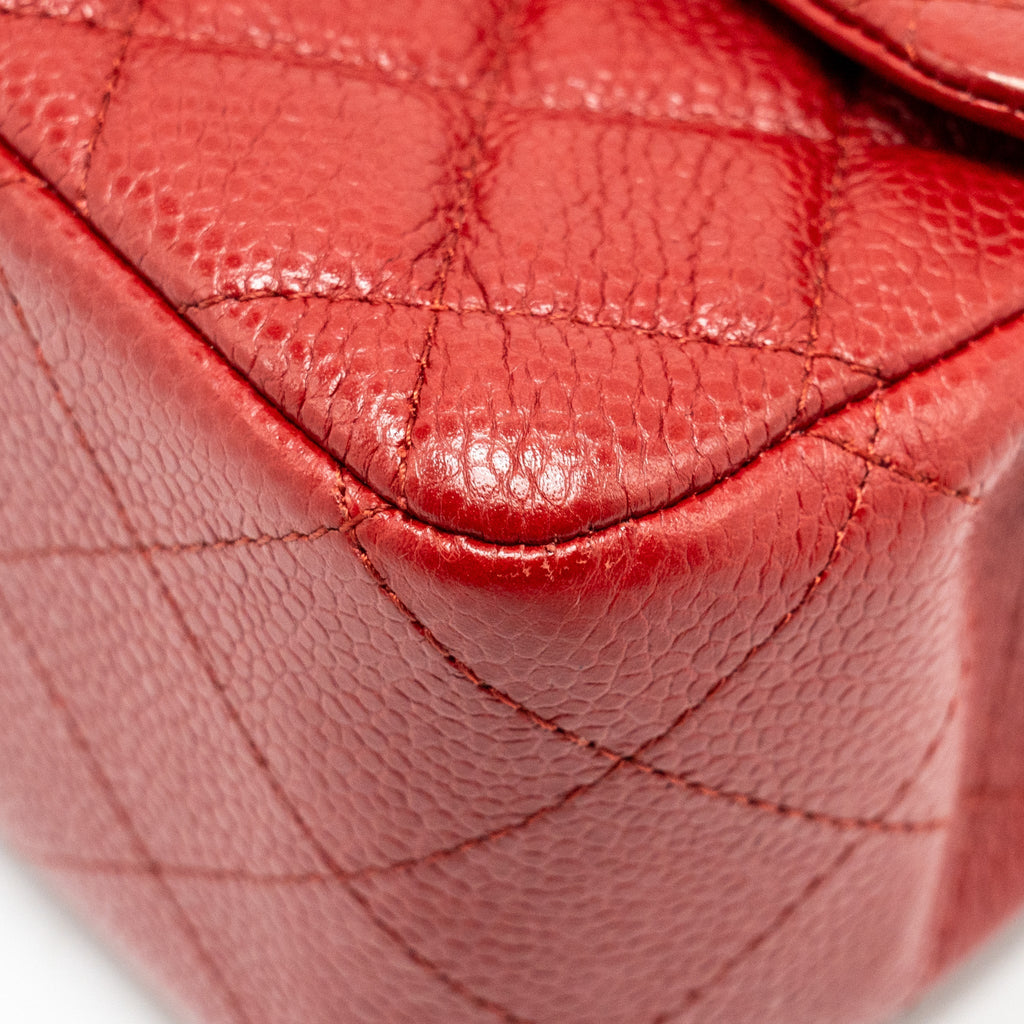 Chanel Mini Square Flap bag Caviar Red