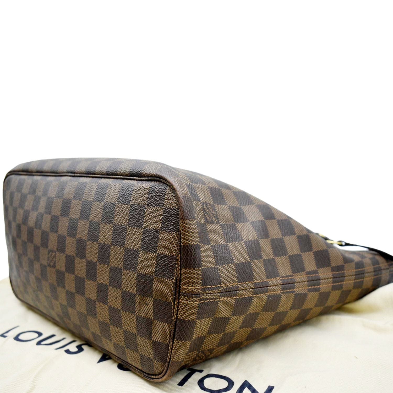 LOUIS VUITTON Neverfull MM Damier Ebene Tote Bag Rose Ballerine