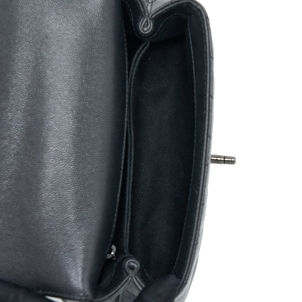 Chanel Small Coco Handle Chevron Caviar So Black with Black Hardware