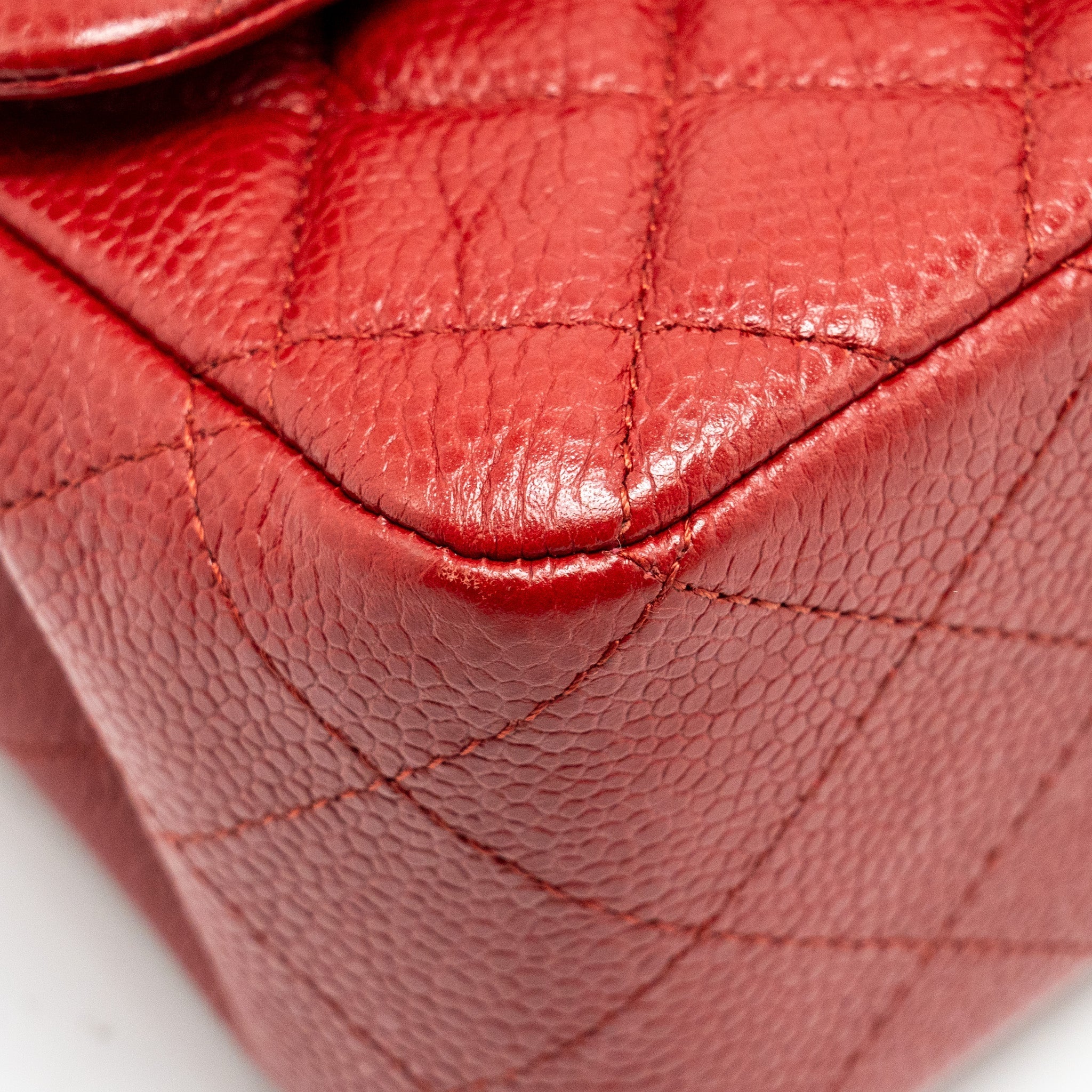Chanel Mini Square Flap bag Caviar Red