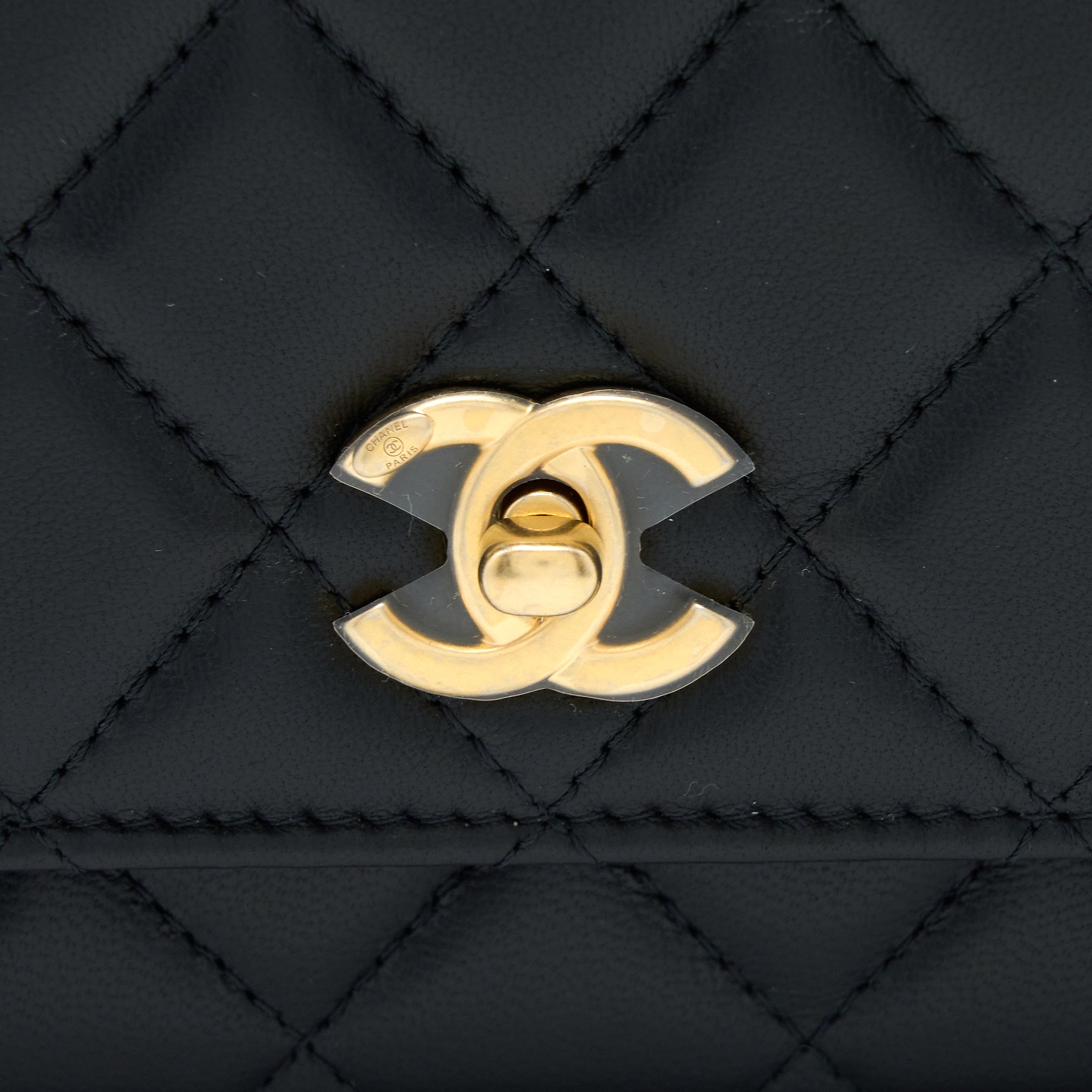 Chanel Pearl Crush Wallet on Chain Lambskin Black  (Microchip)