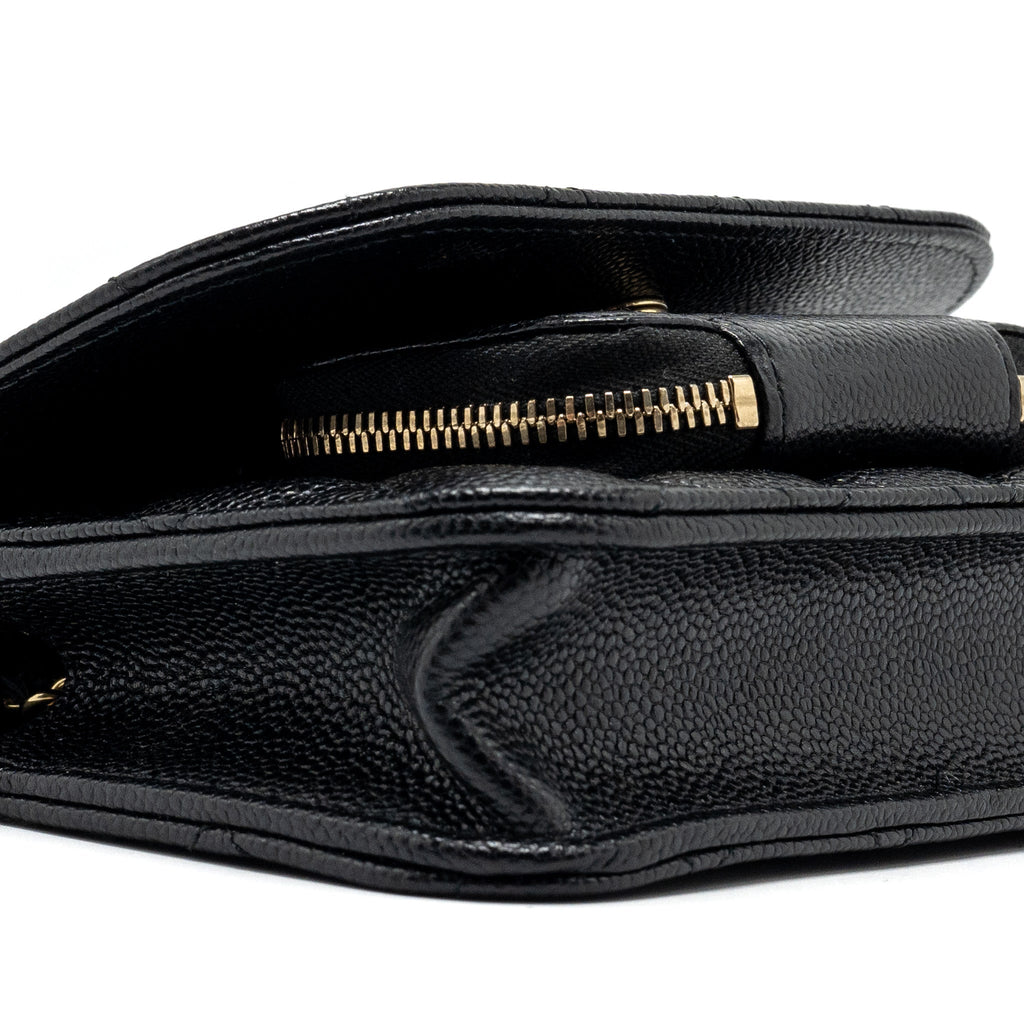 Chanel mini business affinity flap bag with chain caviar black L (microchip)