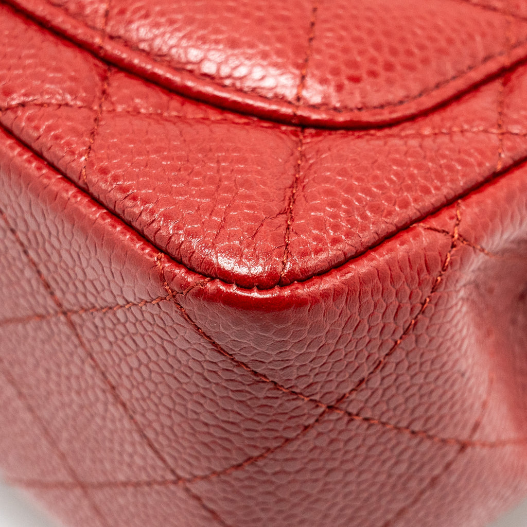 Chanel Mini Square Flap bag Caviar Red