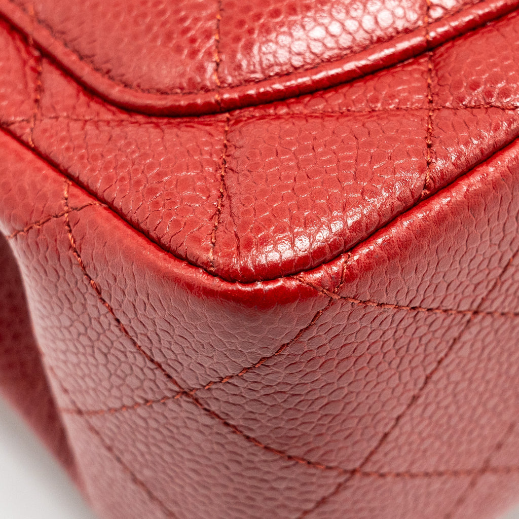 Chanel Mini Square Flap bag Caviar Red