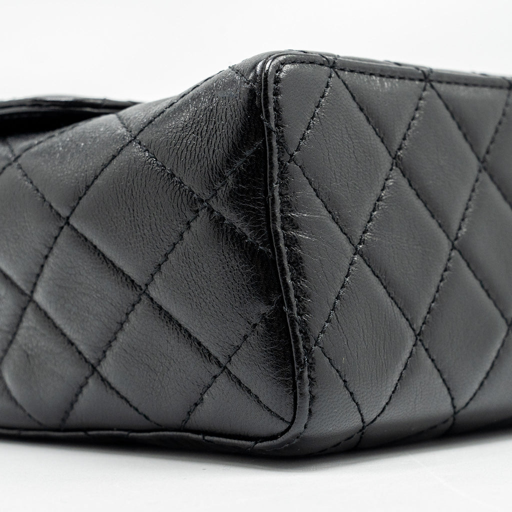 CHANEL 22K Retro Classic New Square Large Flap Bag Goatskin Black  (Microchip)