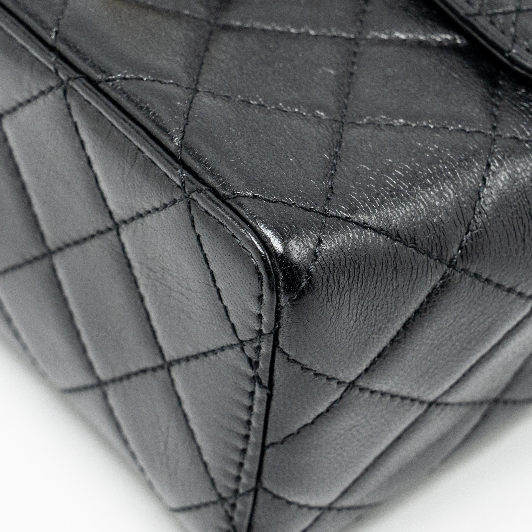 CHANEL 22K Retro Classic New Square Large Flap Bag Goatskin Black  (Microchip)