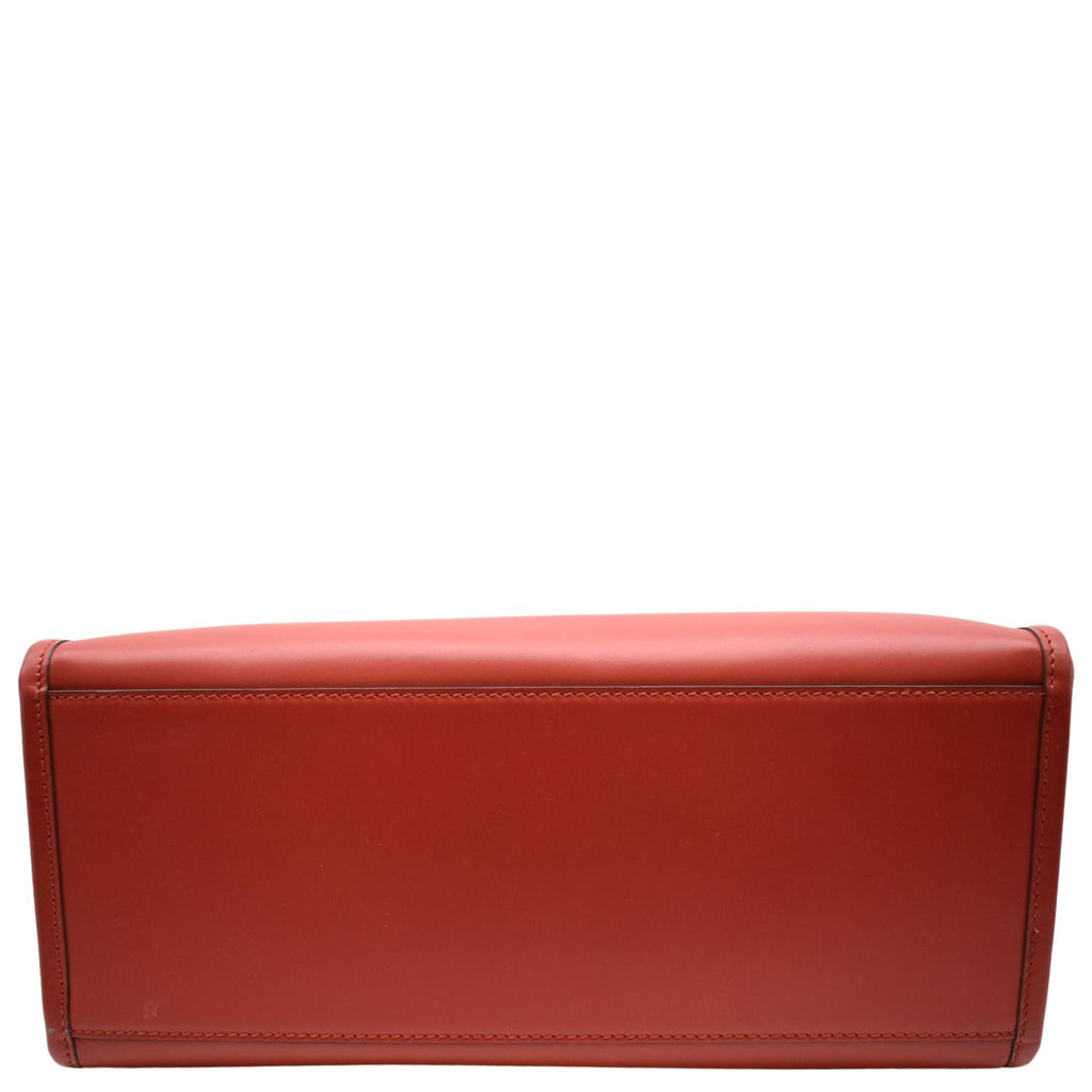 FENDI Sunshine Plexiglass Leather Shoulder Tote Bag Red