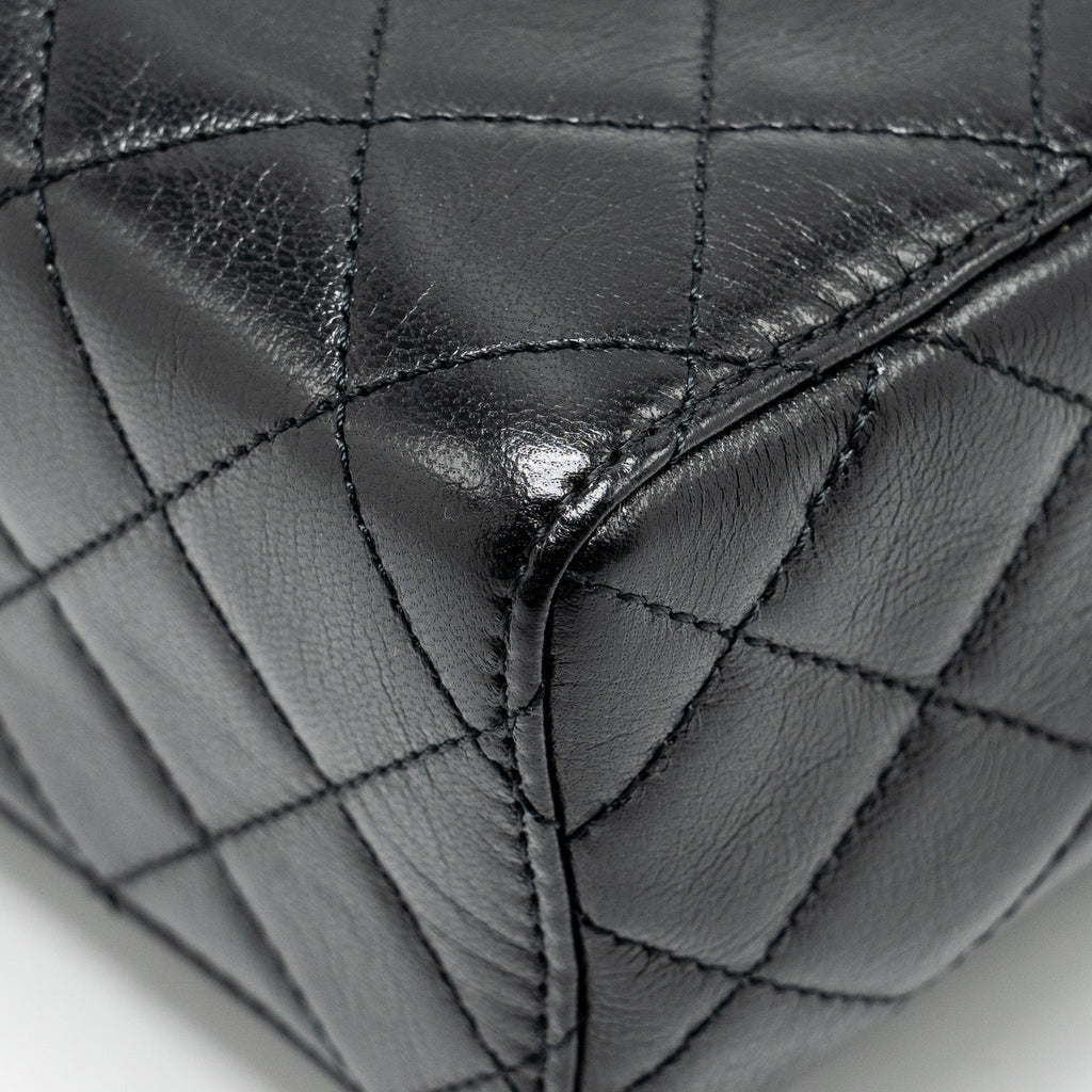 CHANEL 22K Retro Classic New Square Large Flap Bag Goatskin Black  (Microchip)