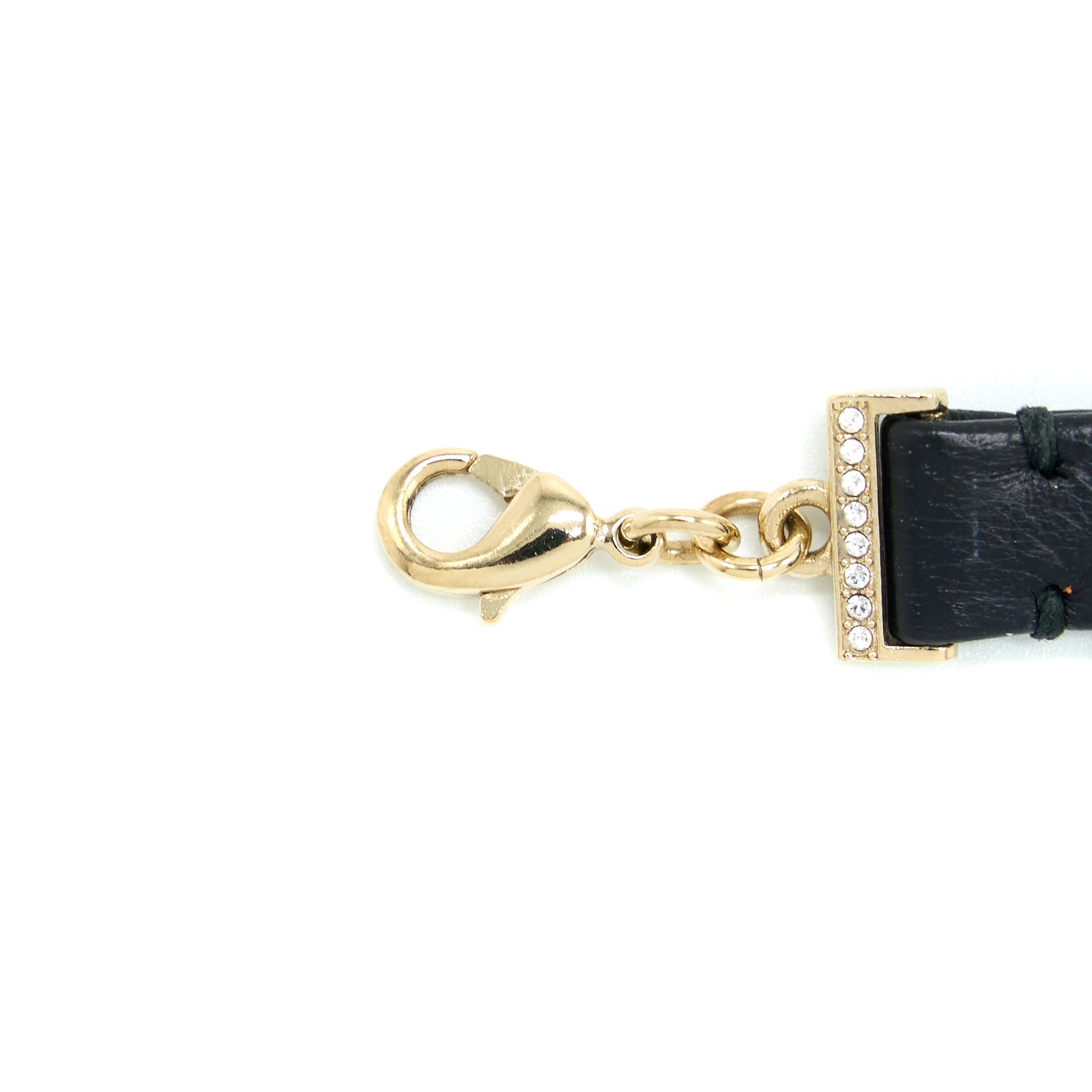 Chanel Crystal CC Logo Heart Chocker Leather/Pearl/Crystal Black Light Gold Tone