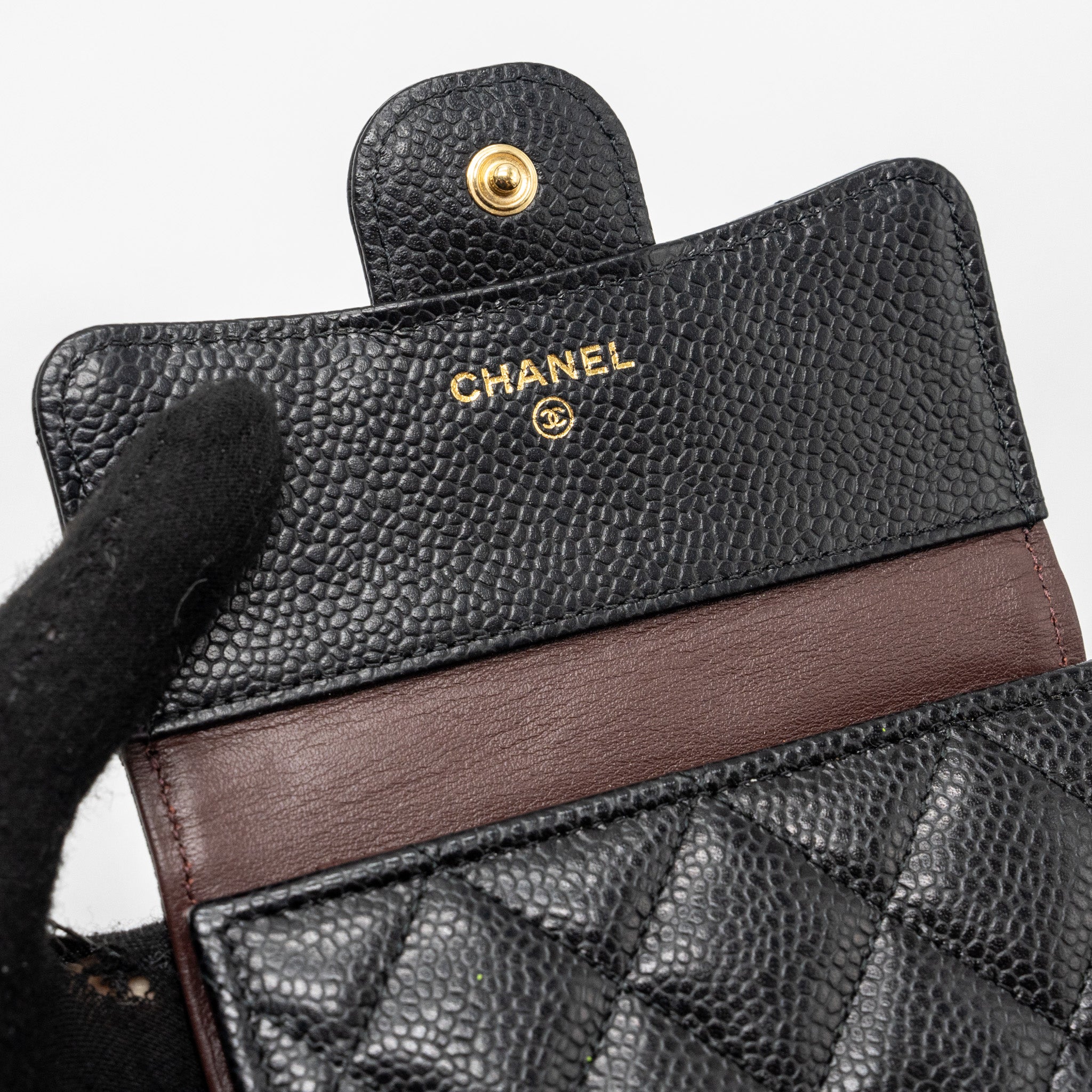 Chanel classic compact wallet caviar black