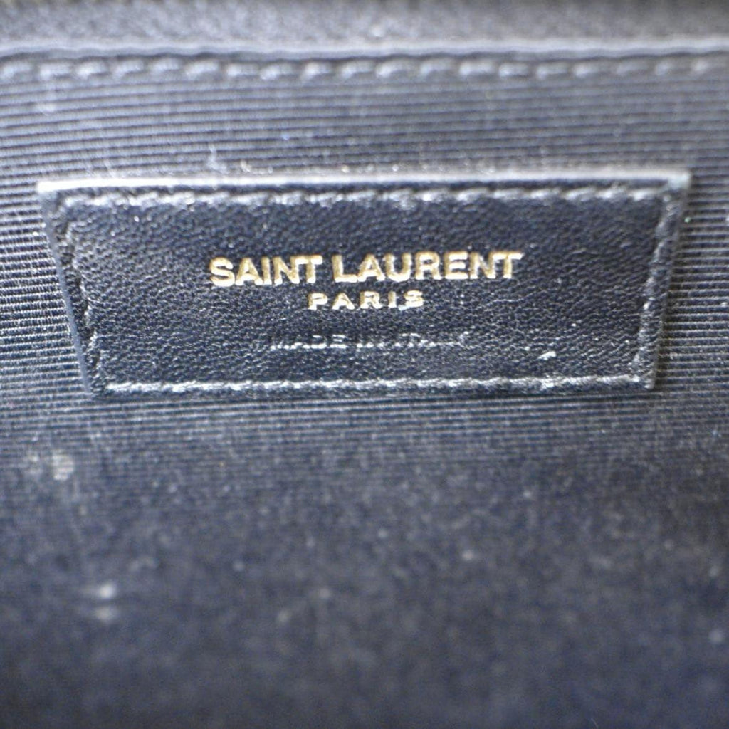 YVES SAINT LAURENT Large Envelope Flap Matelasse Leather Shoulder Bag Black