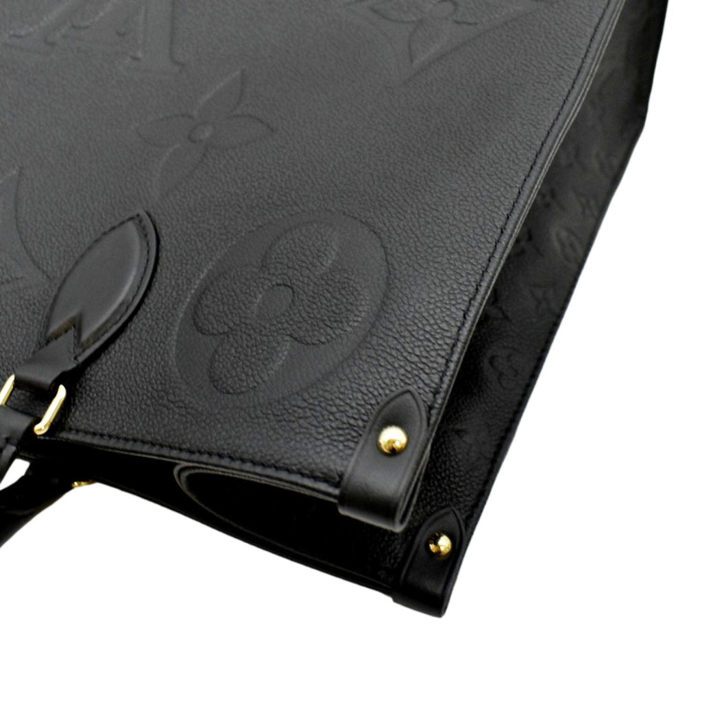 LOUIS VUITTON Onthego GM Monogram Empreinte Leather Tote Bag Black
