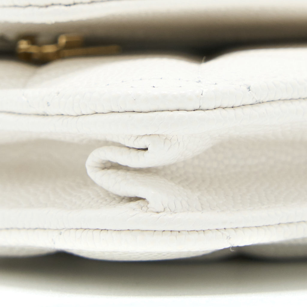 Chanel Classic Wallet On Chain Caviar White L (Microchip)