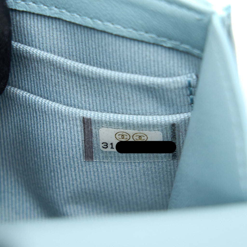 Chanel Top Handle Mini Flap Bag Lambskin Light Blue L