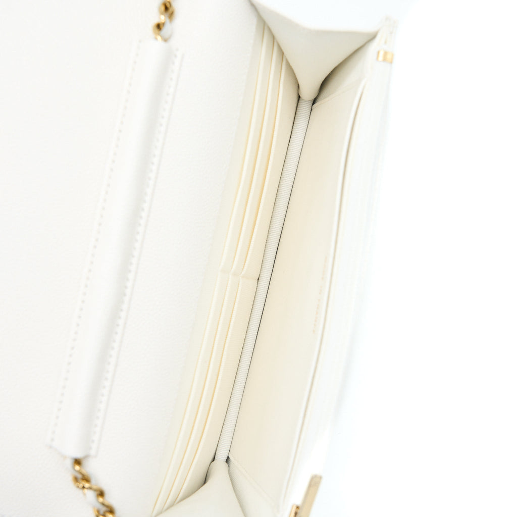Chanel Classic Wallet On Chain Caviar White L (Microchip)