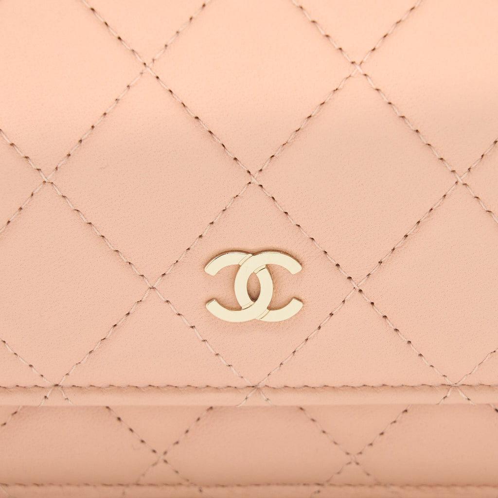 Chanel Classic Wallet on Chain Lambskin Light Pink L