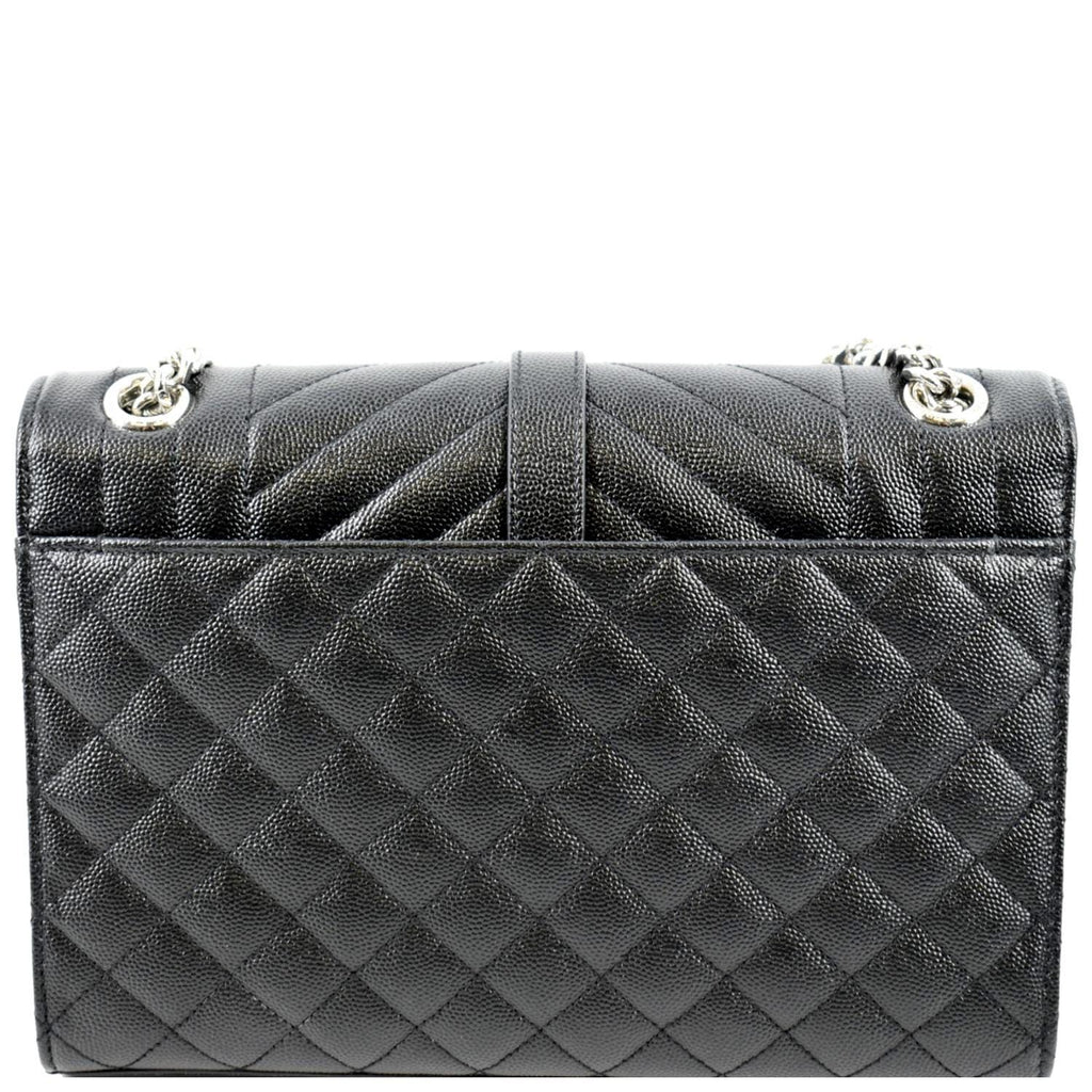 YVES SAINT LAURENT Medium Envelope Leather Chain Shoulder Bag Black