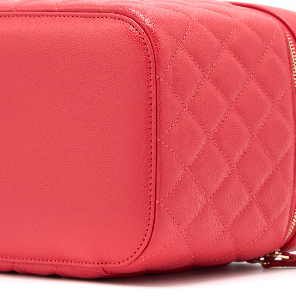 Chanel Top Handle Vanity Case Caviar Red L