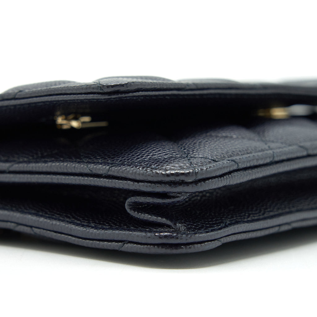 Chanel Classic Wallet On Chain Caviar Navy Blue L