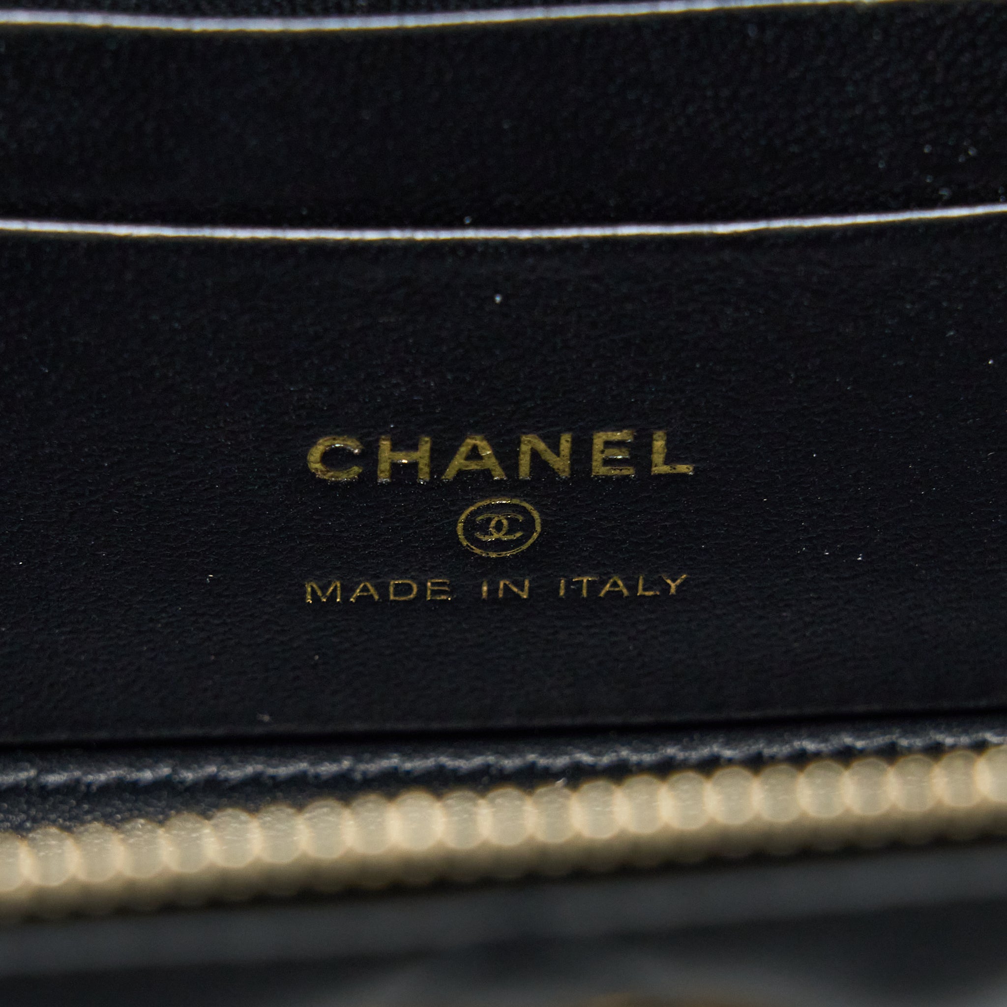 Chanel 22K Gold Pillar Adjustable Chain Long Vanity Lambskin Black