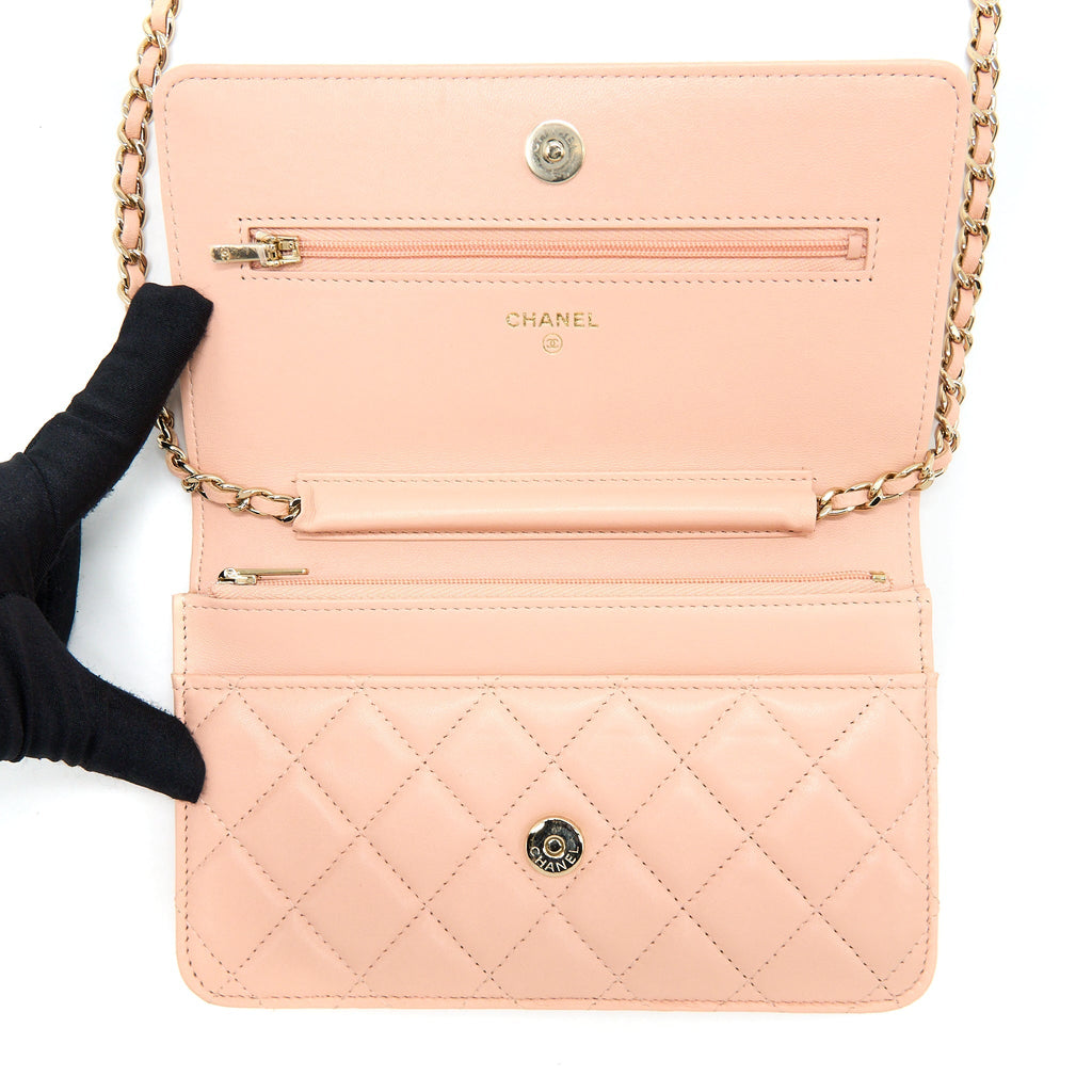 Chanel Classic Wallet on Chain Lambskin Light Pink L