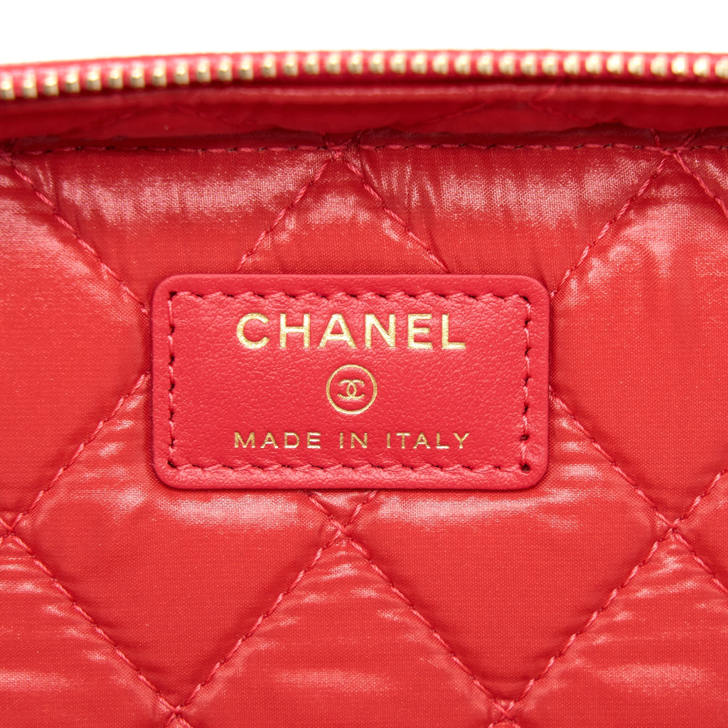 Chanel Top Handle Vanity Case Caviar Red L