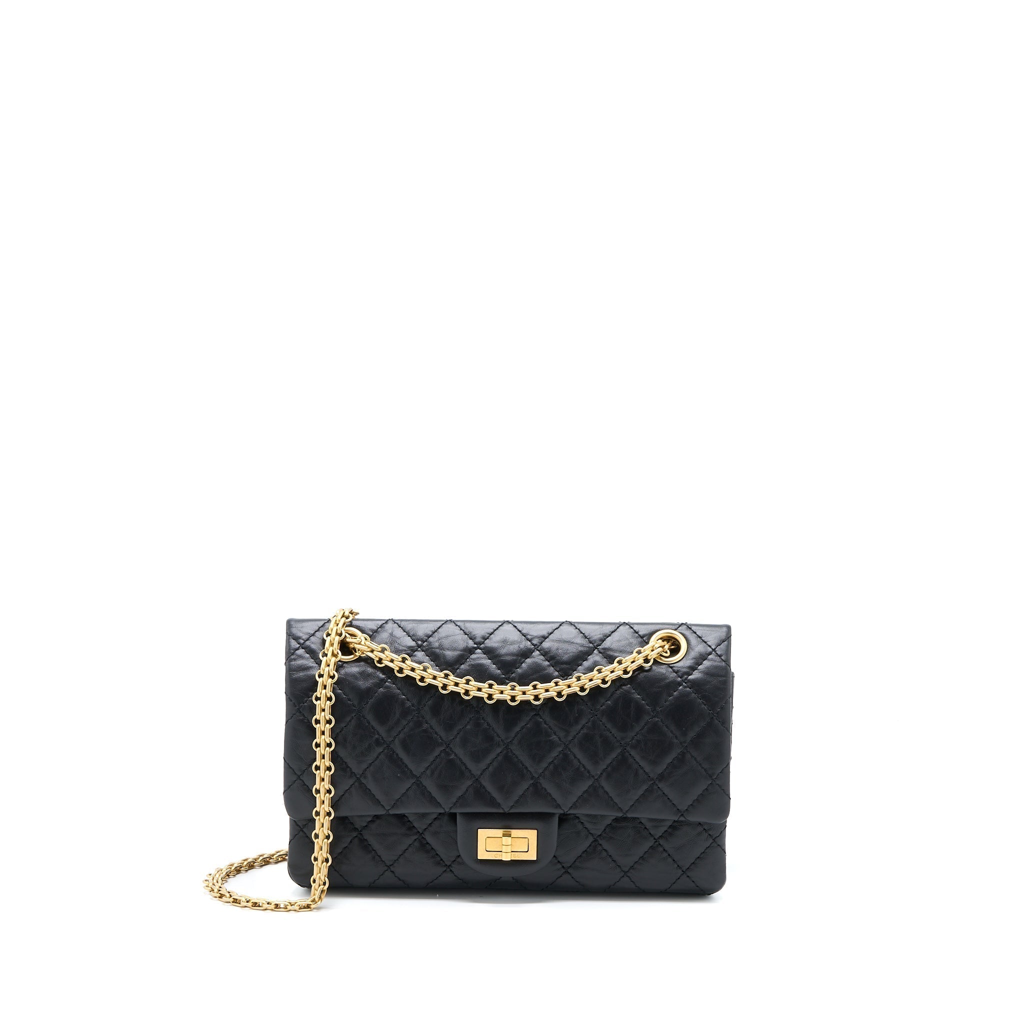 Chanel Small 2.55 Reissue Flap Bag Aged Calfskin Black Brushed  (Microchip)