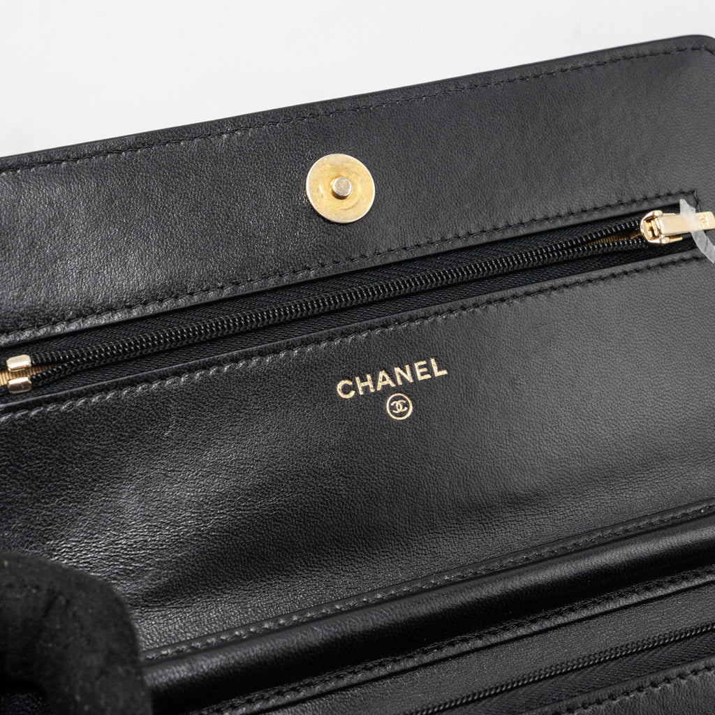 Chanel Classic Wallet On Chain With Charms Lambskin Black