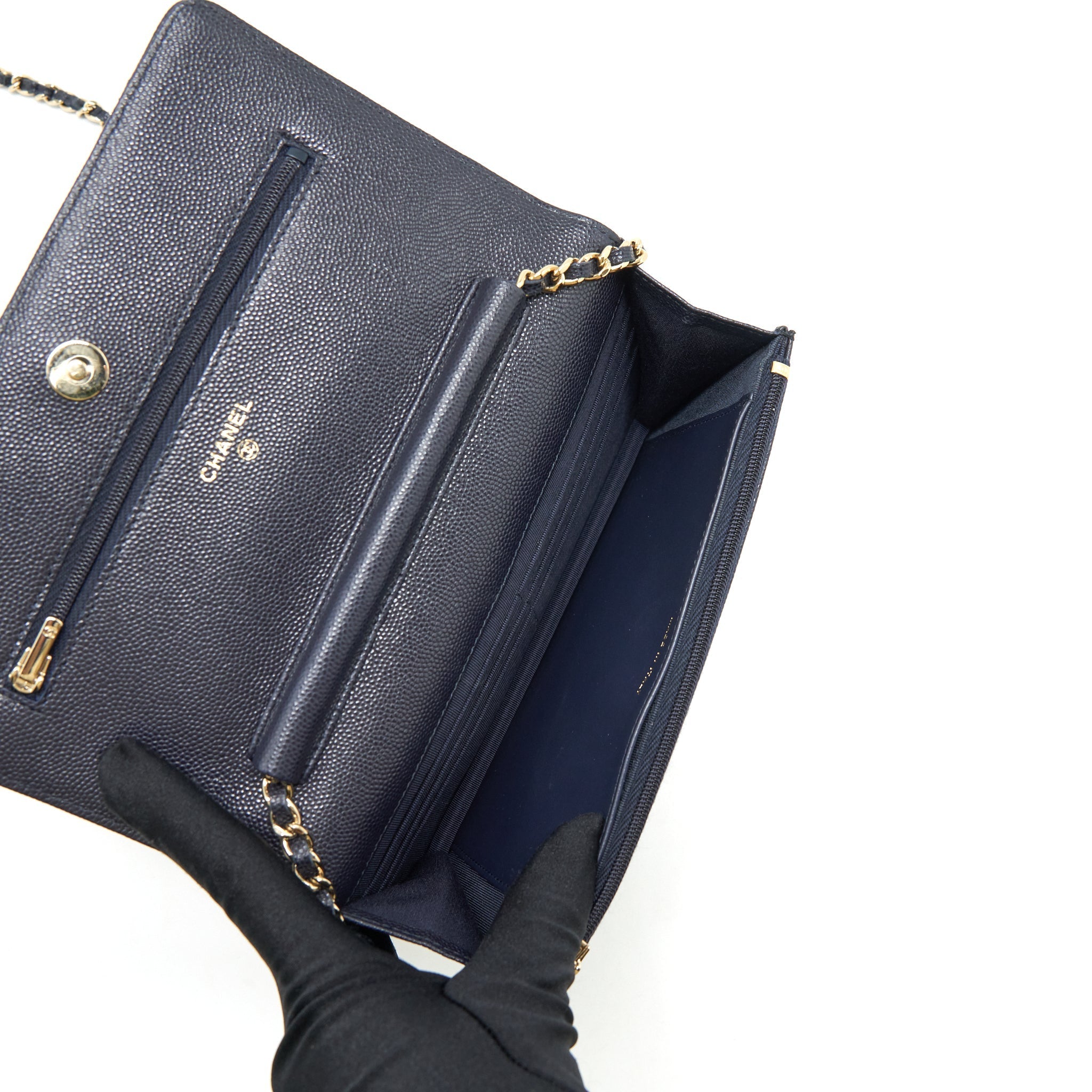 Chanel Classic Wallet On Chain Caviar Navy Blue L