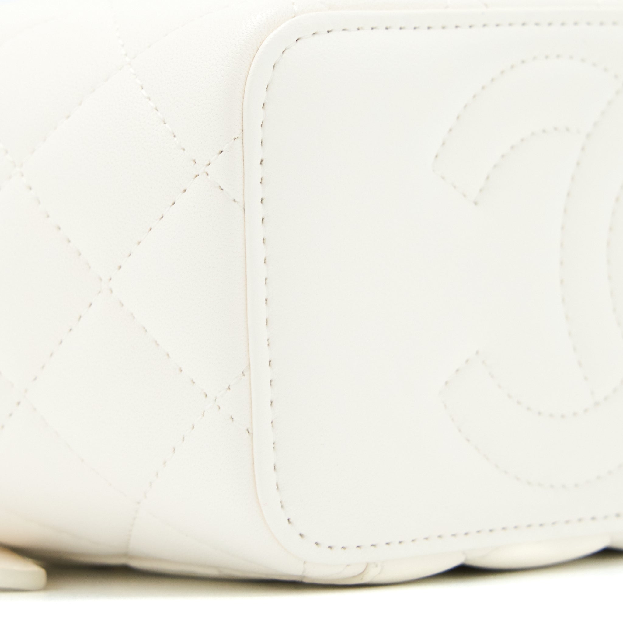 Chanel Long Vanity With Coco Letter Chain Lambskin White