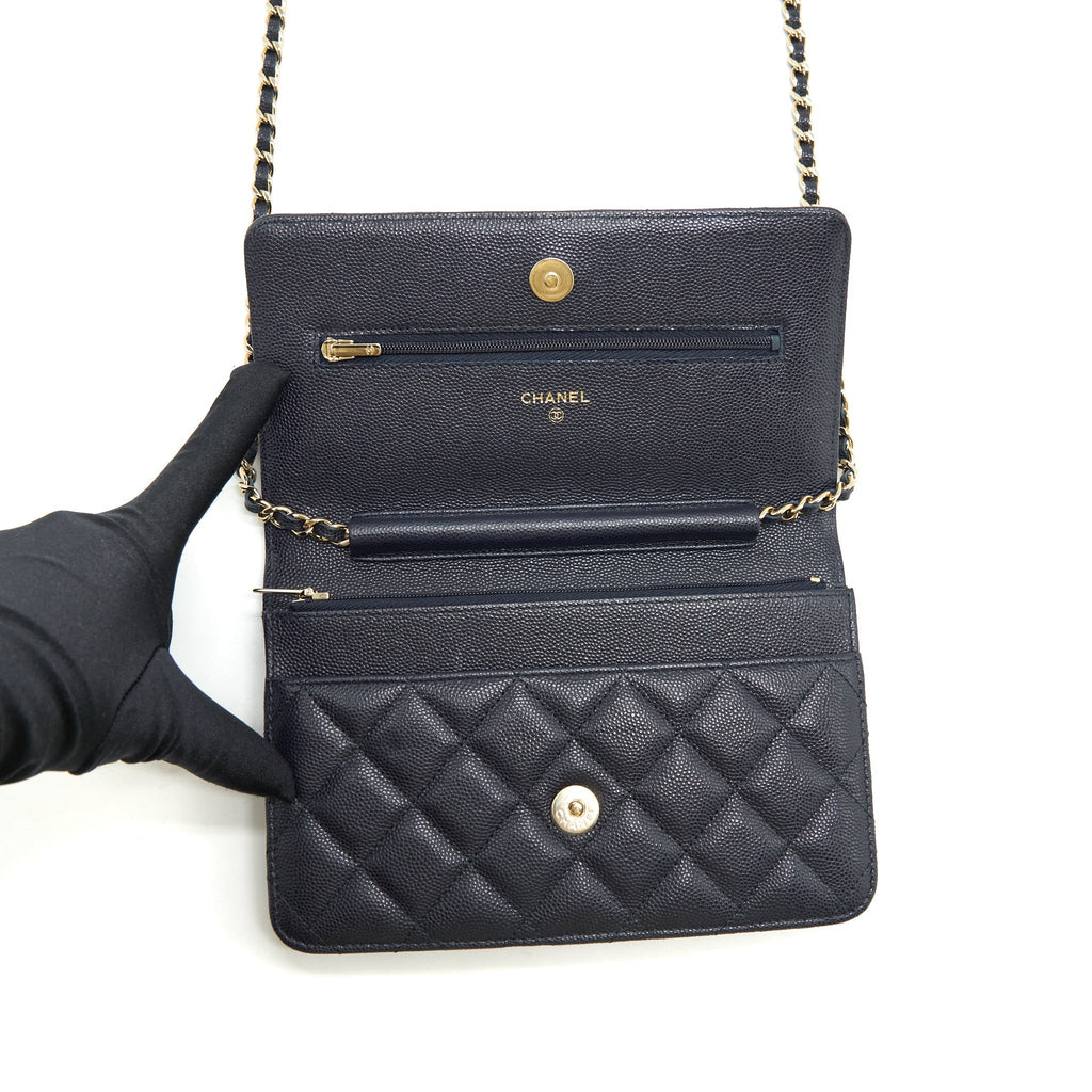 Chanel Classic Wallet On Chain Caviar Navy Blue L