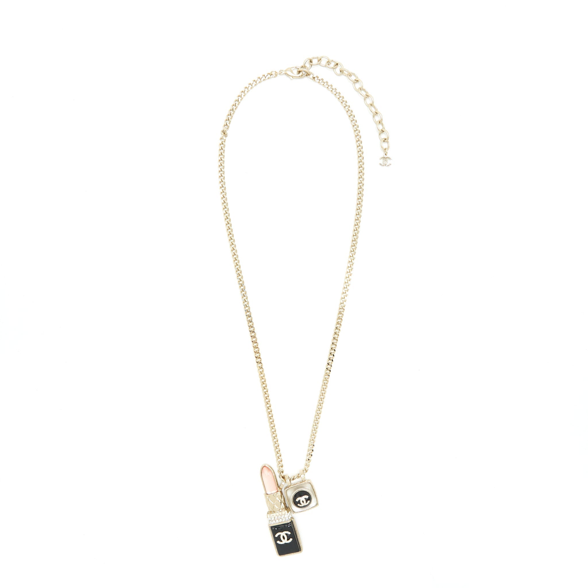 Chanel Lipstick And Square CC Necklace L