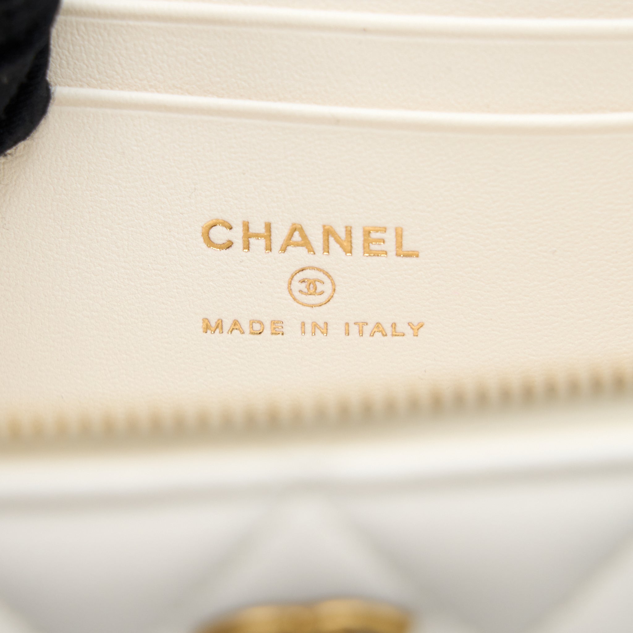 Chanel Long Vanity With Coco Letter Chain Lambskin White