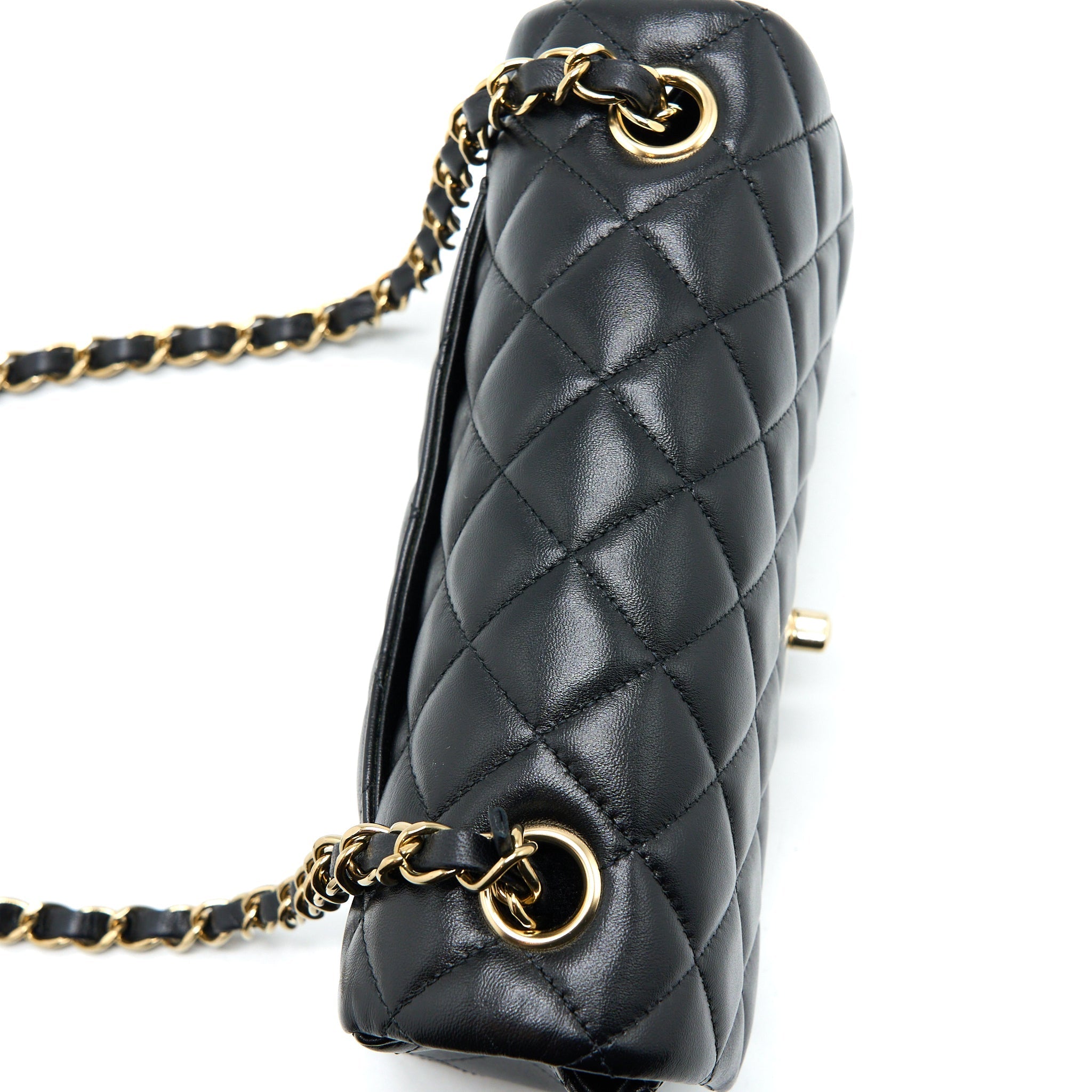 Chanel Classic Mini Rectangular Flap Bag Lambskin Black L (Microchip)