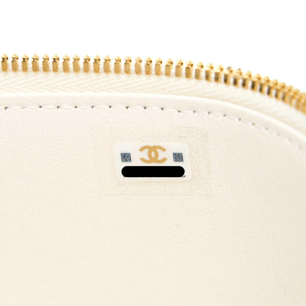 Chanel Long Vanity With Coco Letter Chain Lambskin White