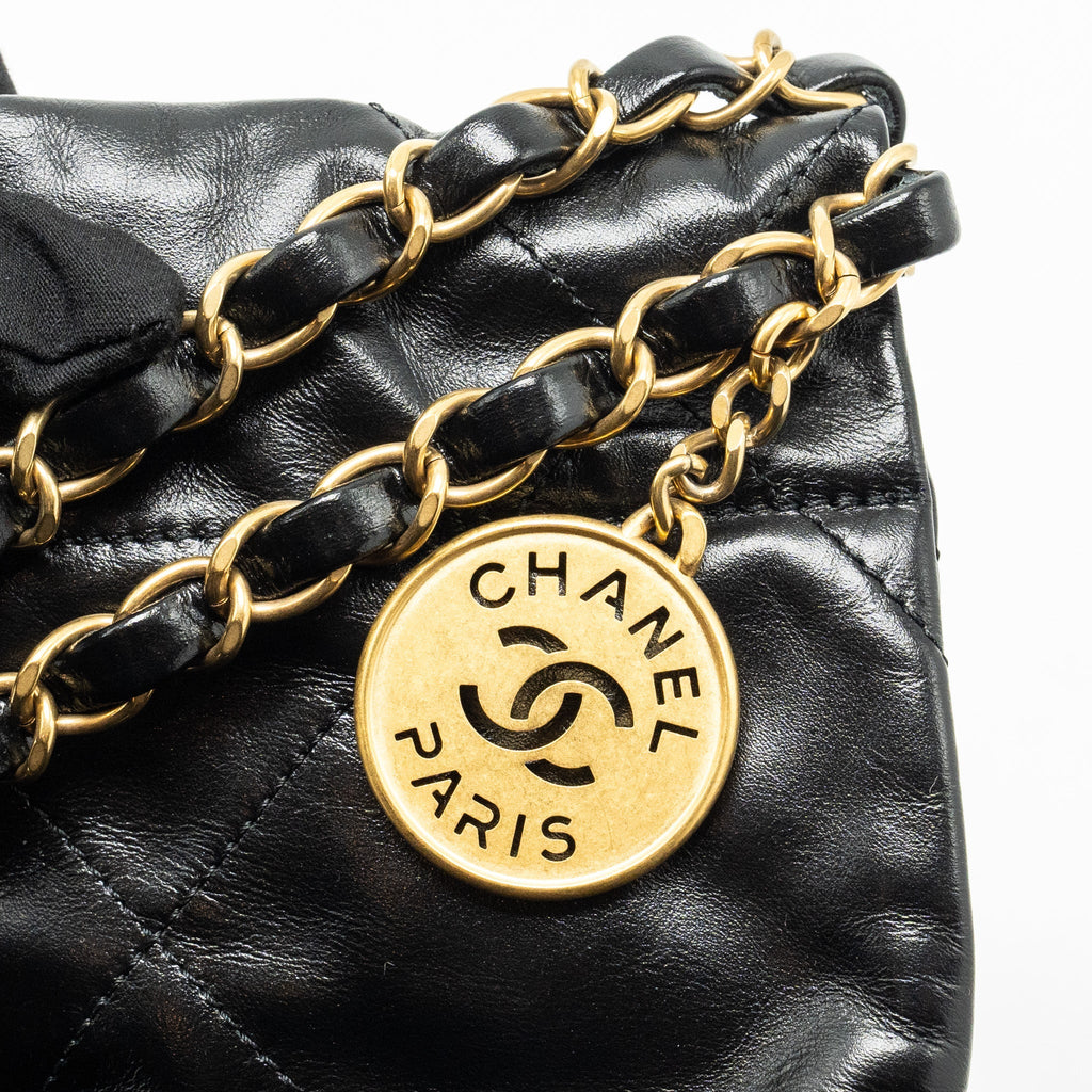 Chanel Small 22 Bag Shiny Calfskin BLACK  (Microchip)