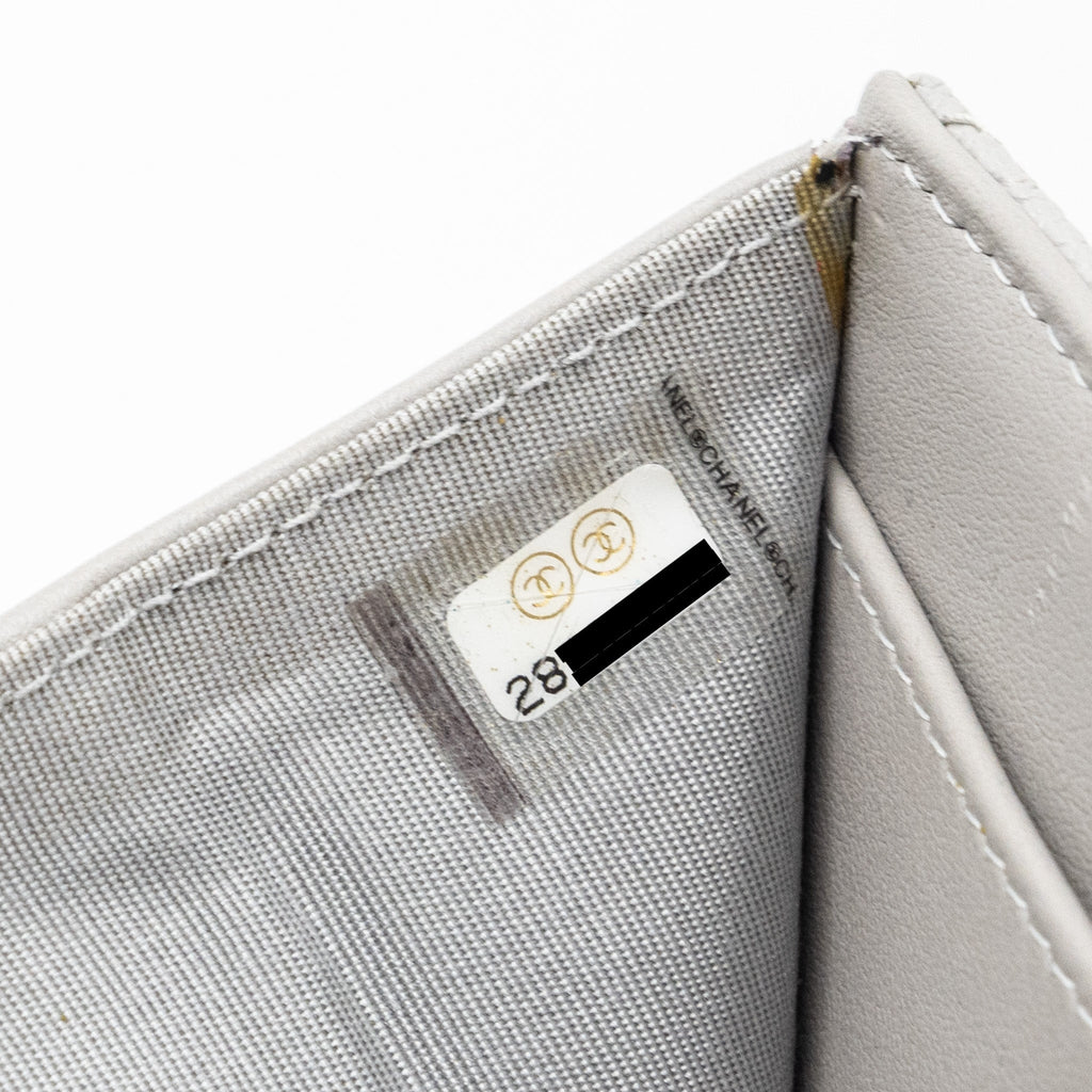 Chanel Compact Wallet Caviar Light Grey L