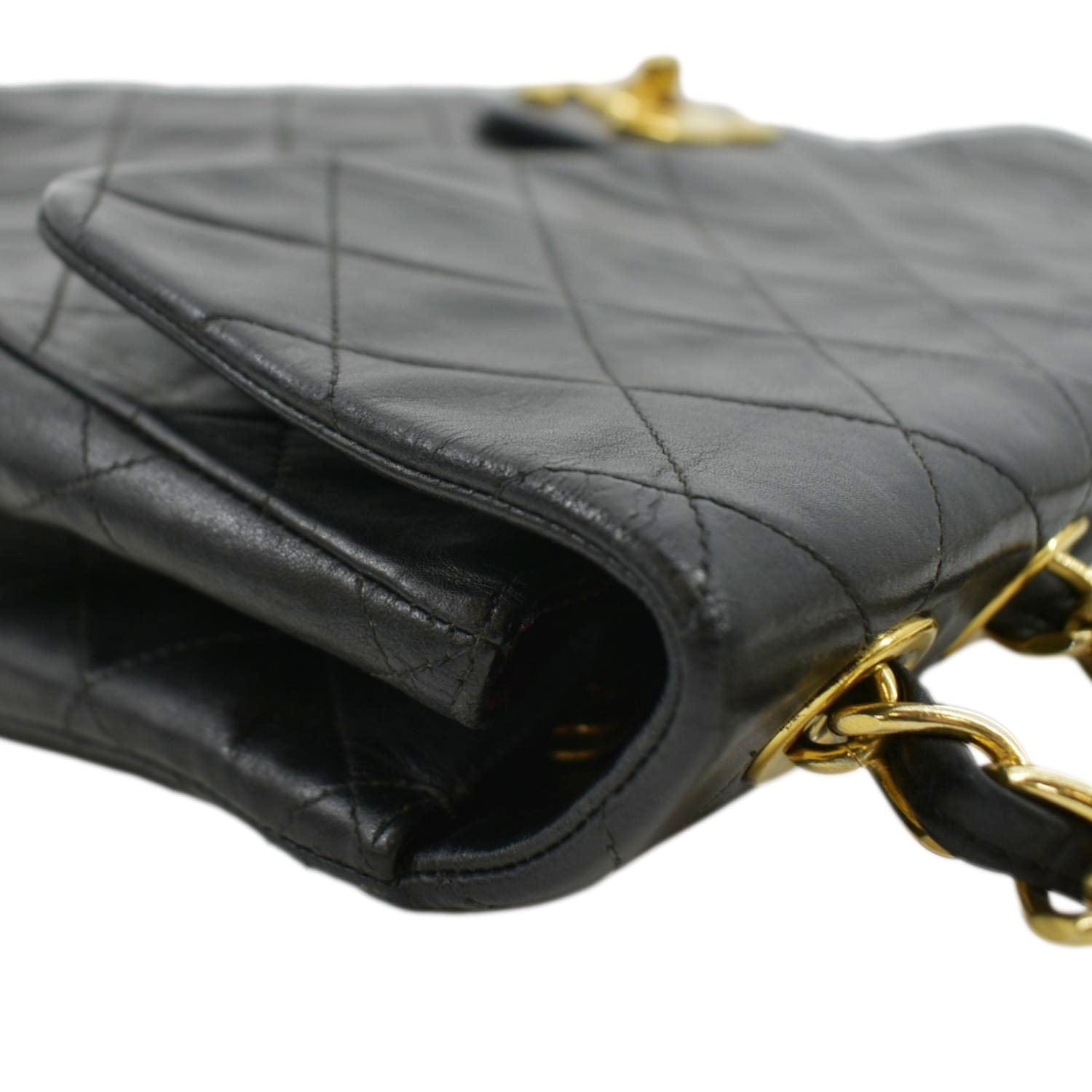 CHANEL Maxi Vintage Flap Quilted Leather Shoulder Bag Black