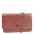 CHANEL Camellia Wallet On Chain Leather Crossbody Bag Pink