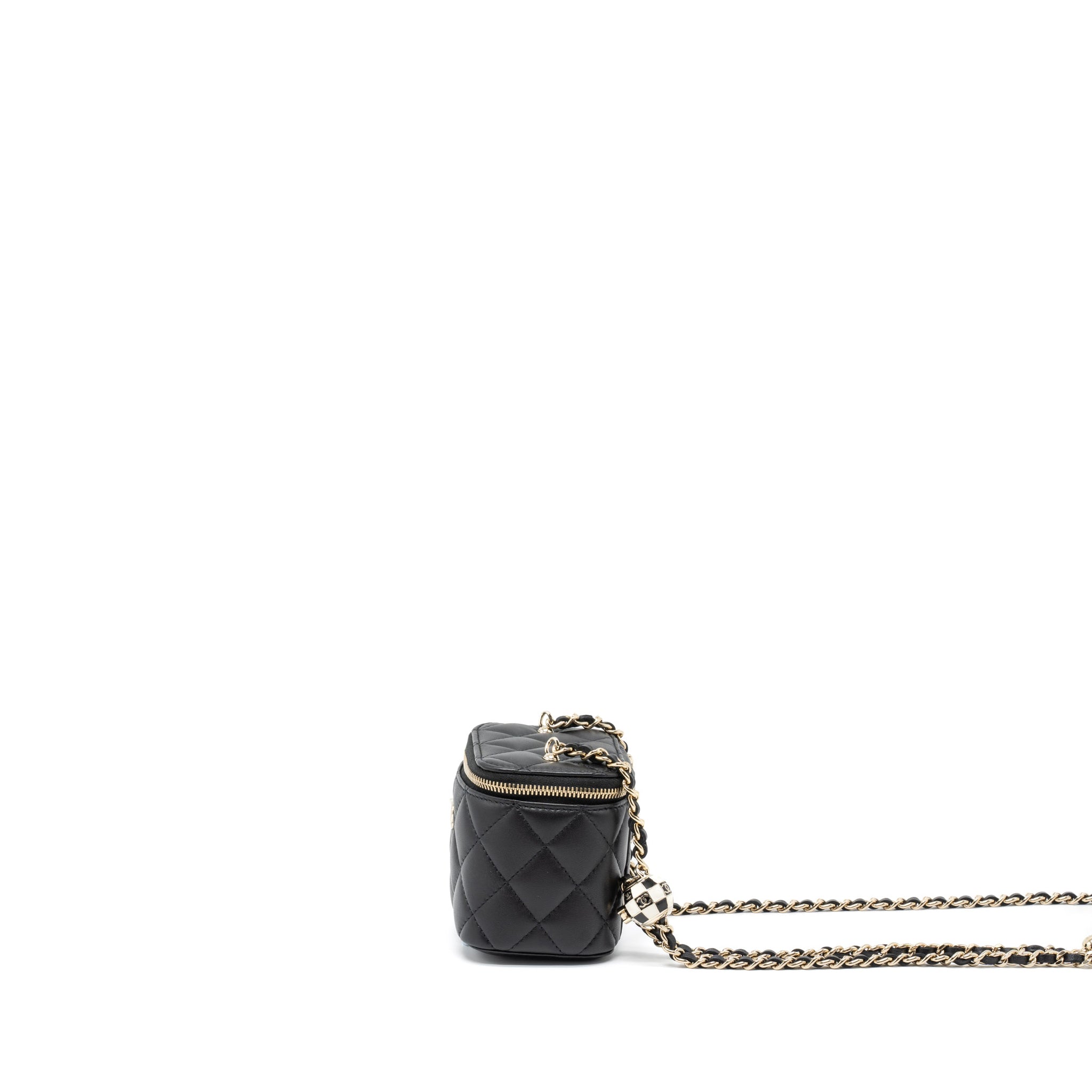 Chanel 23C Pearl Crush Mini Vanity with Chain Lambskin Black L (Microchip)