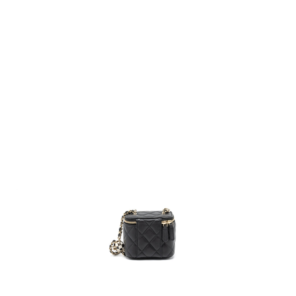 Chanel 23C Pearl Crush Mini Vanity with Chain Lambskin Black L (Microchip)