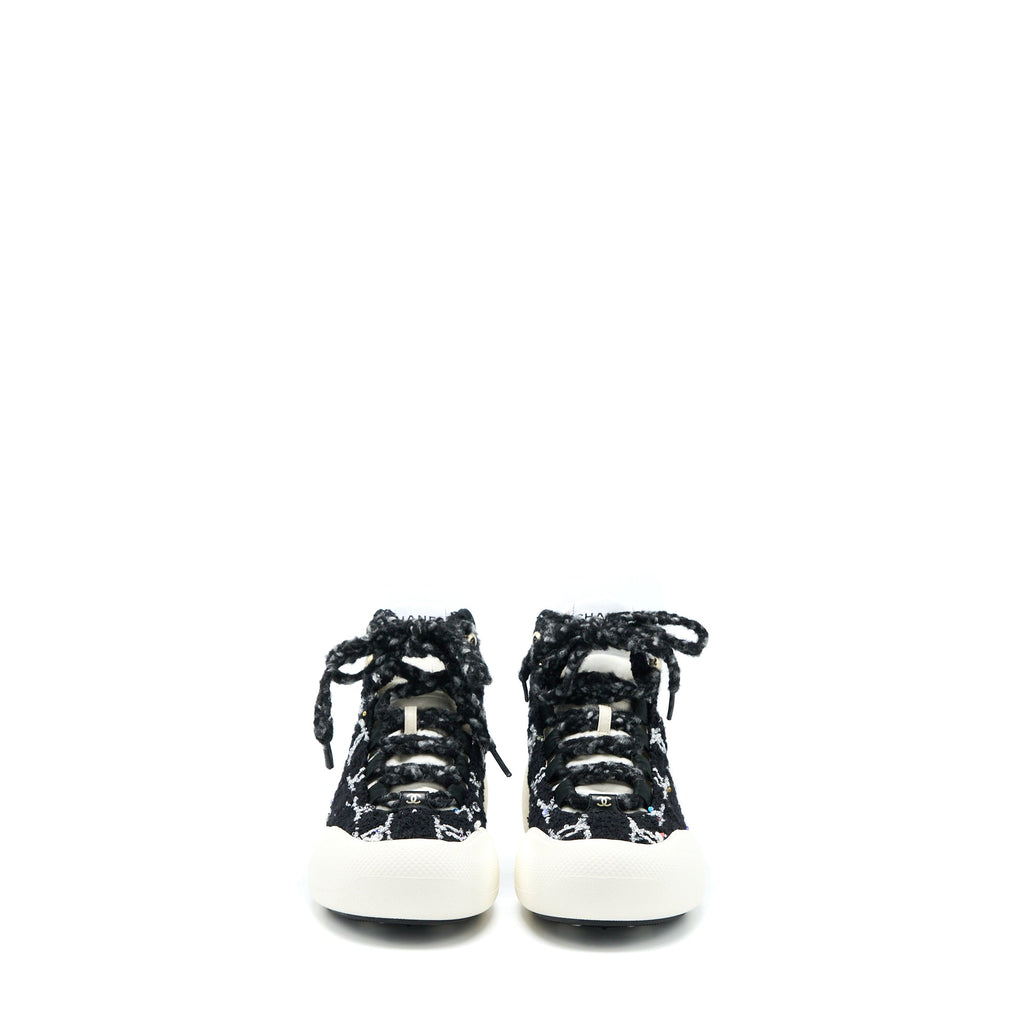 Chanel Size 36.5 Winter Sneakers Fabric Black/White