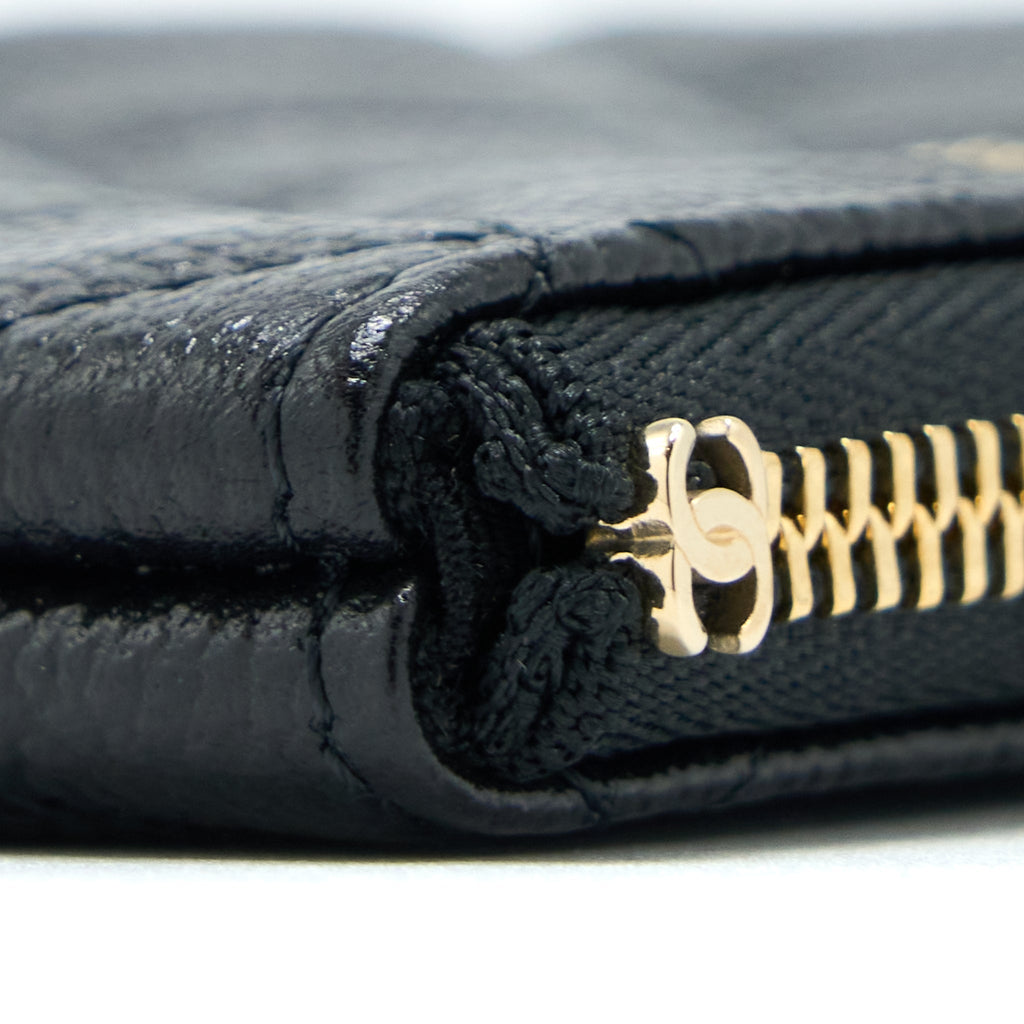 Chanel Zippy Small Pouch Detailed Logo Caviar Black L