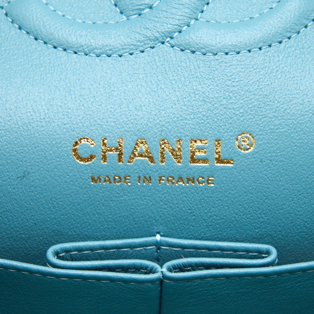 Chanel Tweed Medium Classic Double Flap Bag Light Blue L
