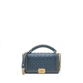 Chanel Top Handle Boy Bag Lambskin Dark Blue Brushed