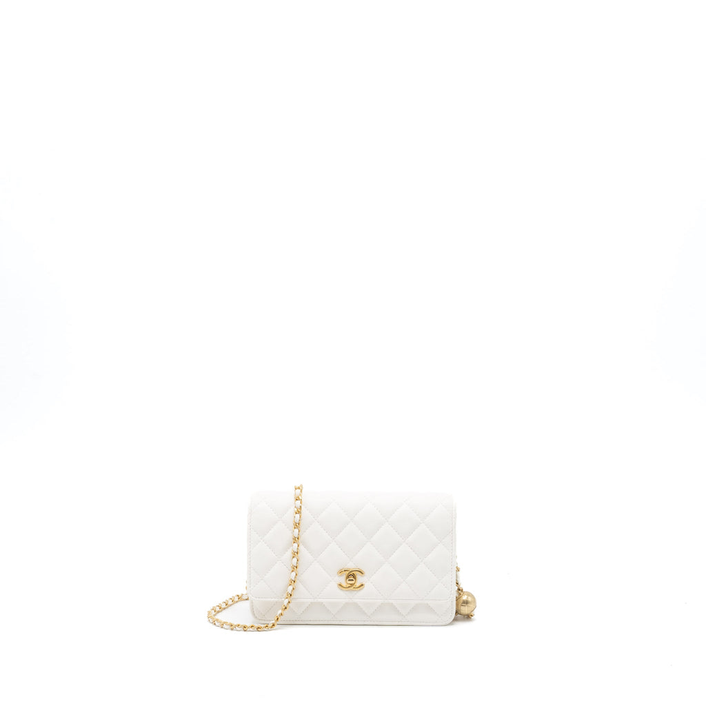 Chanel Pearl Crush Wallet on Chain Lambskin White  (Microchip)